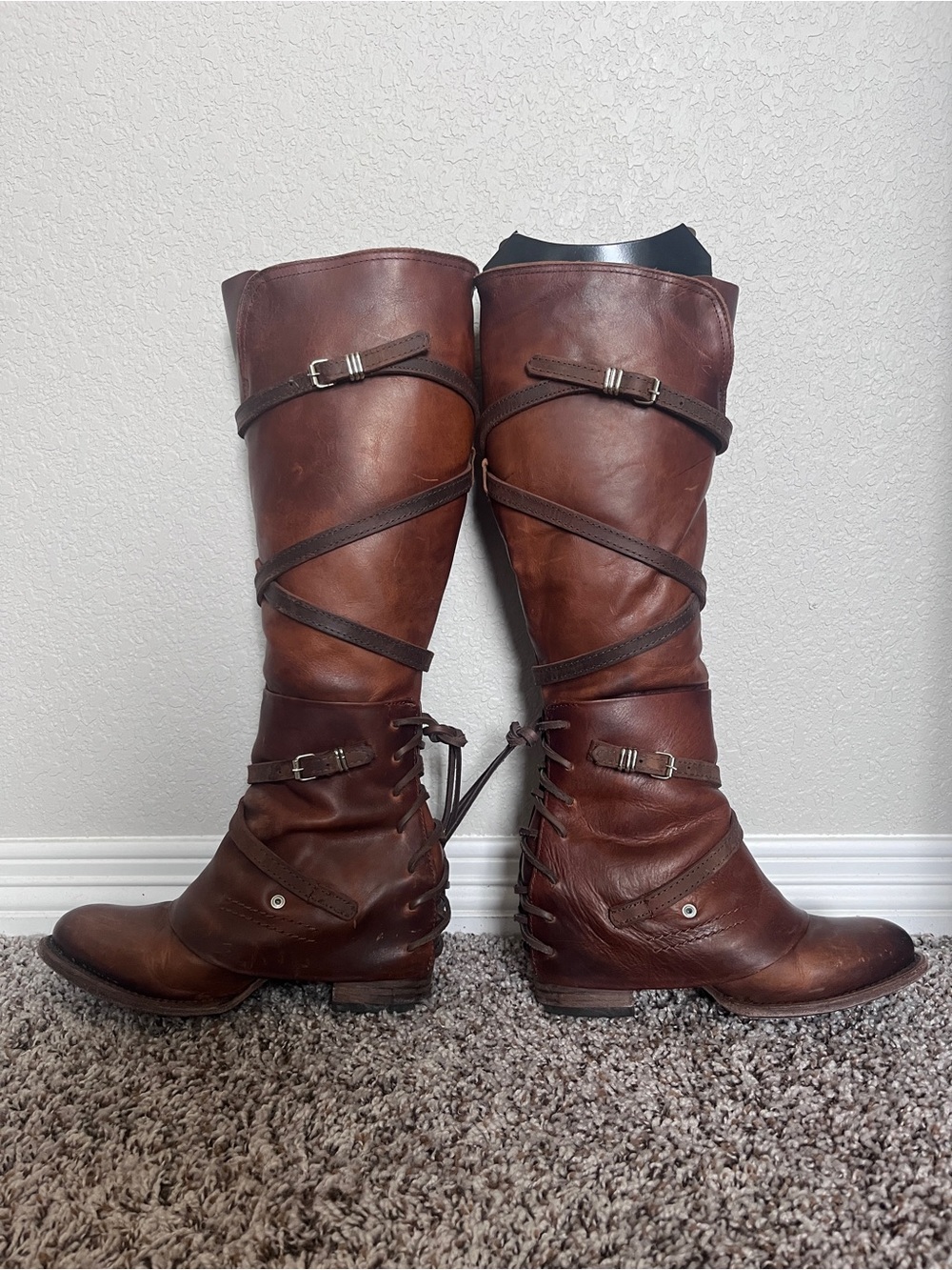 Cassius Freebird by Steven Brown Leather Wrap-Strap Knee Boots - Picture 7 of 7